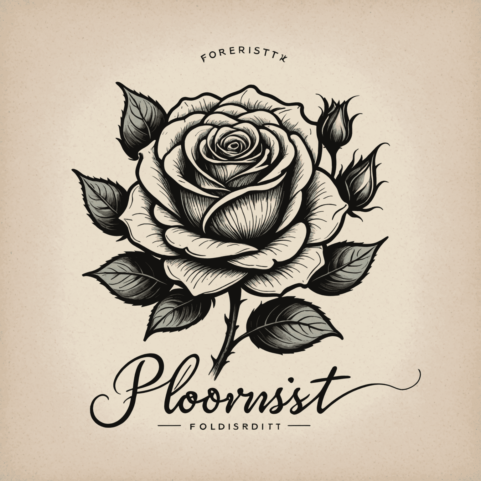 Elegant hand-drawn logo of a rose with 'Florist-IT' text in cursive