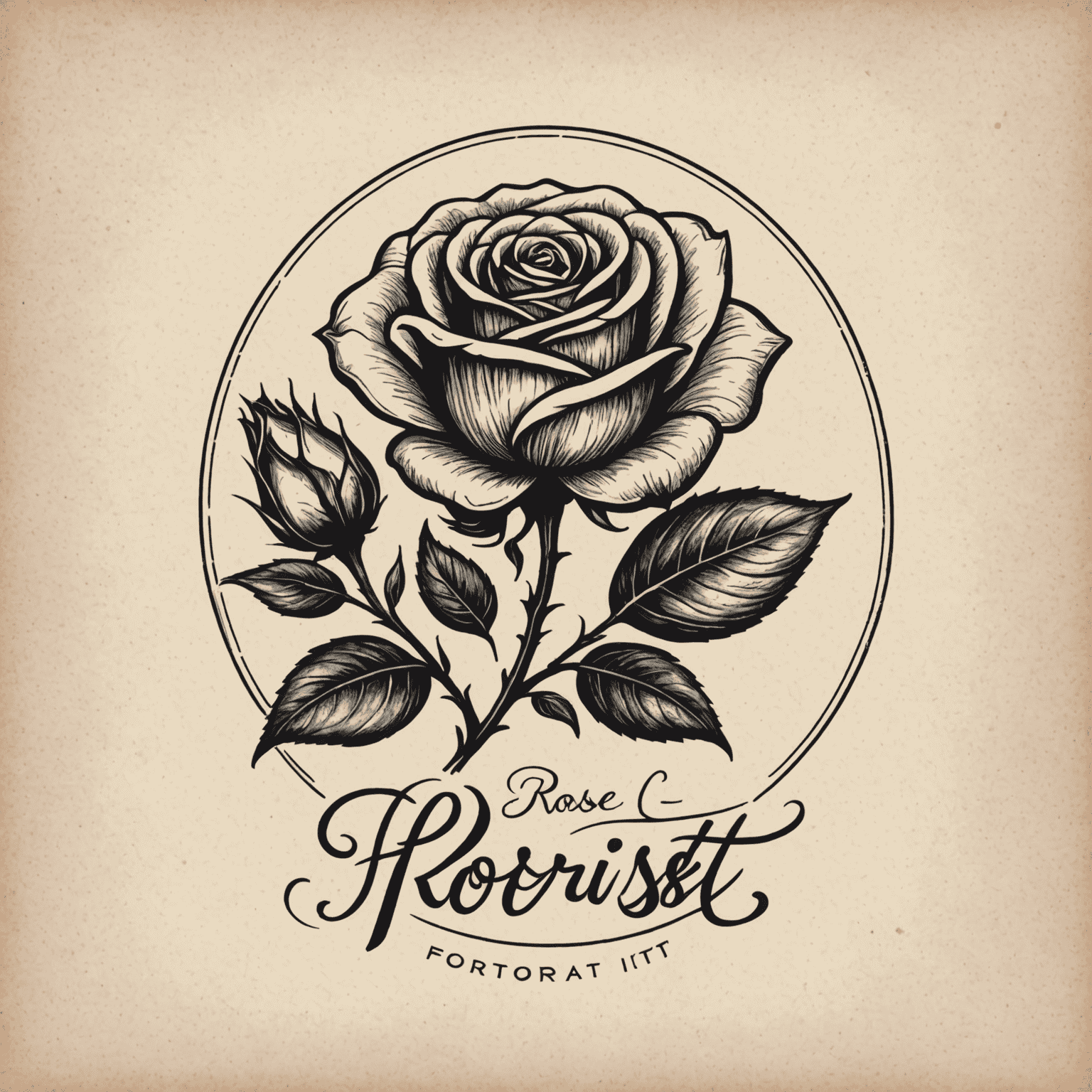 Elegant hand-drawn logo of a rose with 'Florist-IT' text in cursive