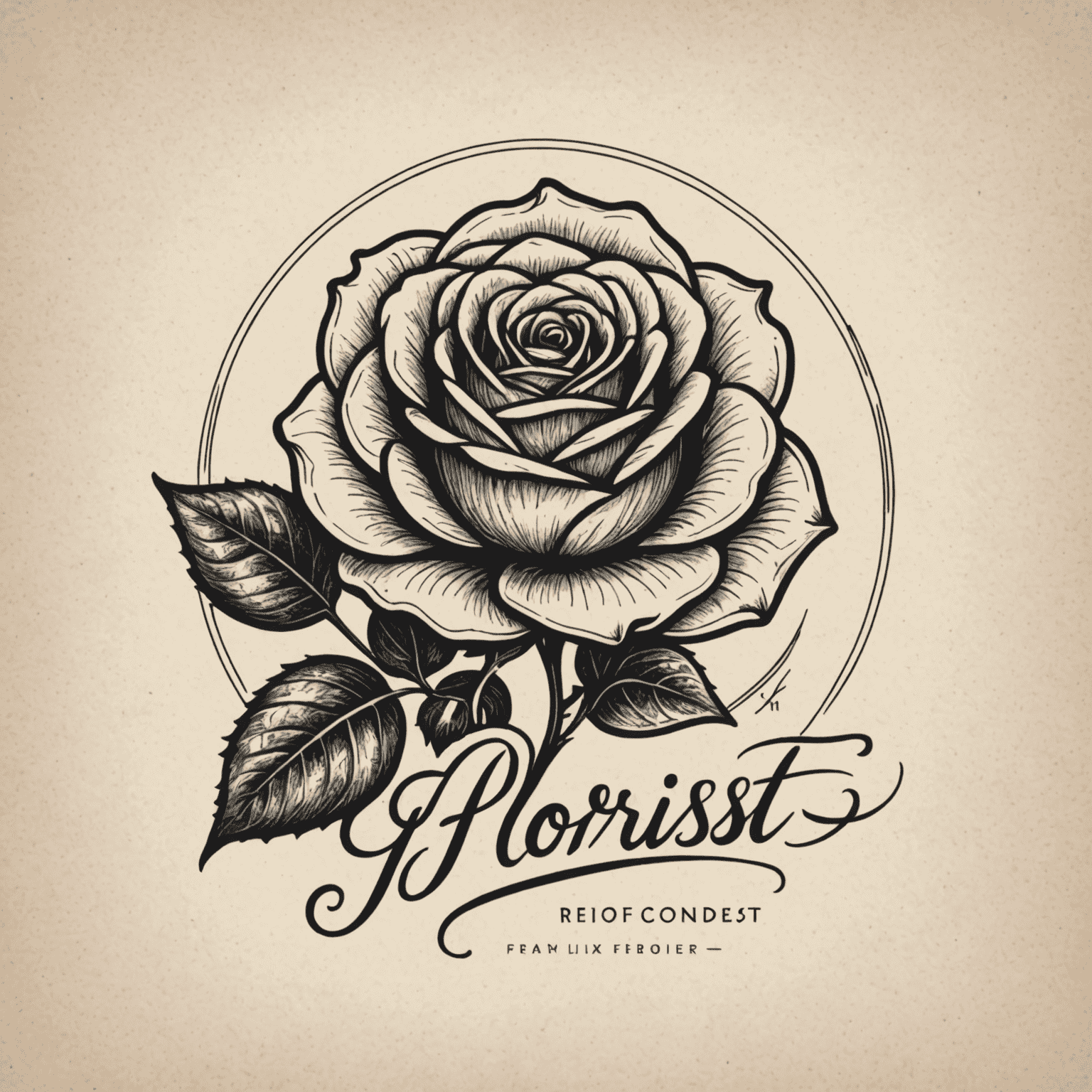 Elegant hand-drawn logo of a rose with 'Florist-IT' text in cursive