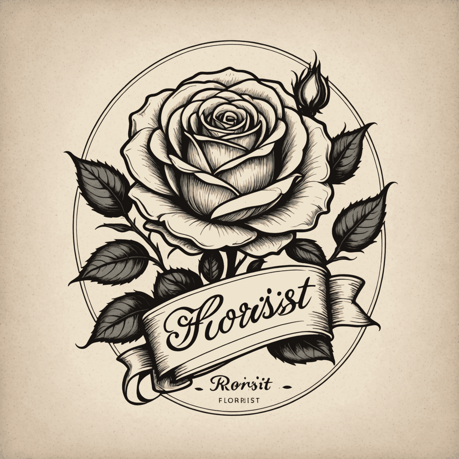 Elegant hand-drawn logo of a rose with 'Florist-IT' text in cursive