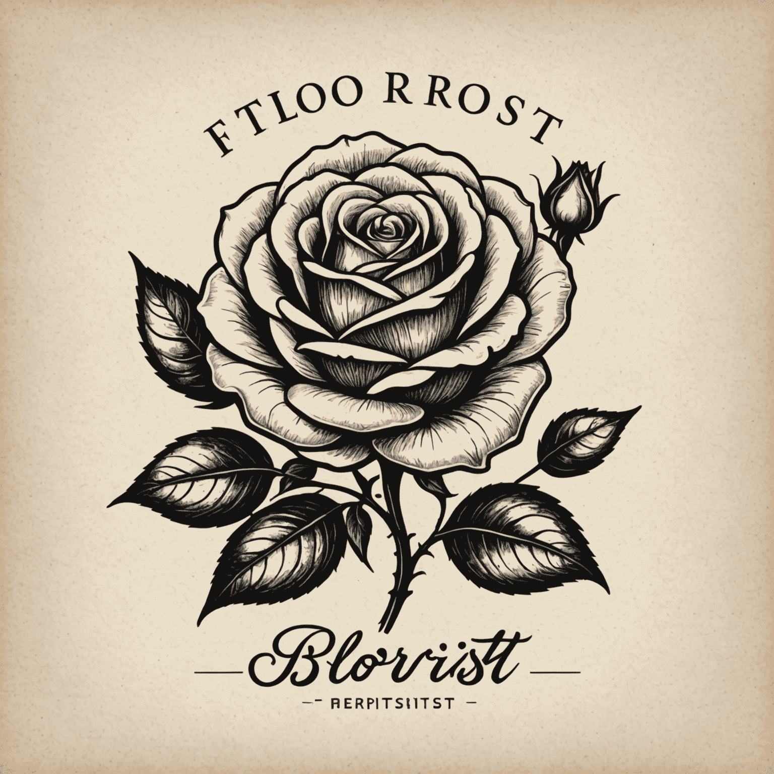 Elegant hand-drawn logo of a rose with 'Florist-IT' text in cursive